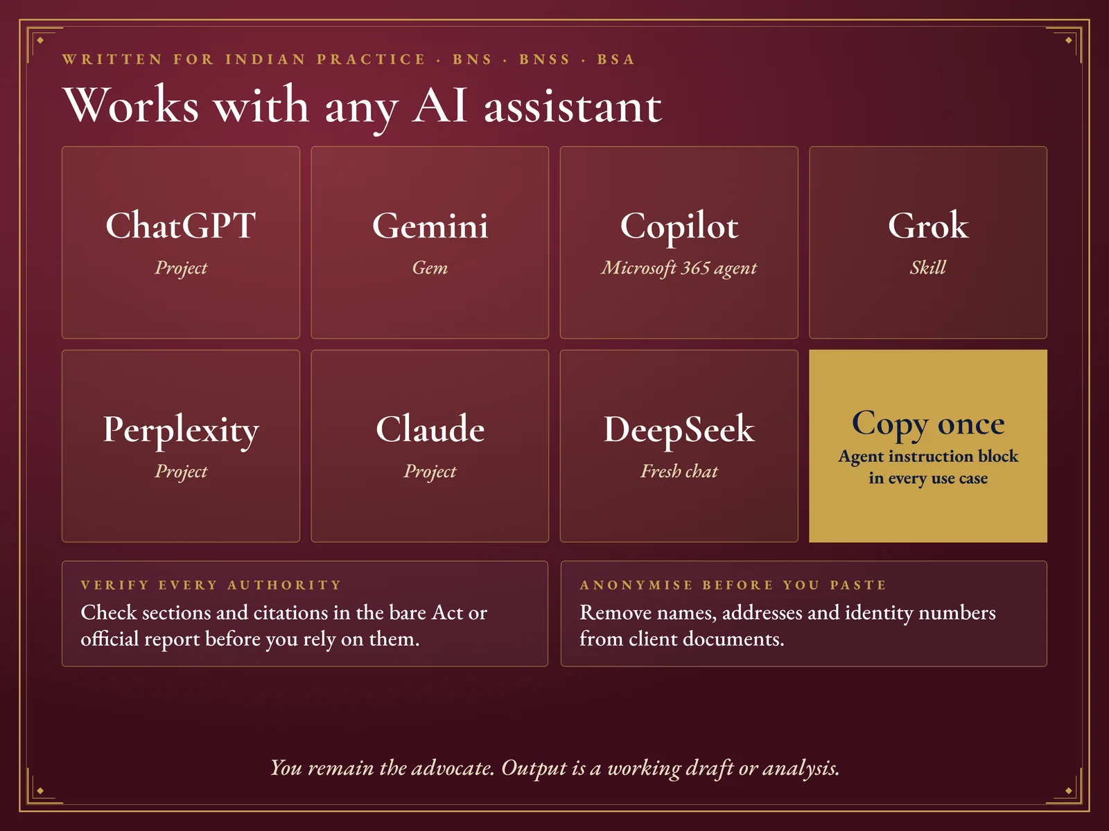 AI Agents for Lawyers: The Professional Playbook — Works with ChatGPT, Gemini, Copilot, Grok, Perplexity, Claude and DeepSeek