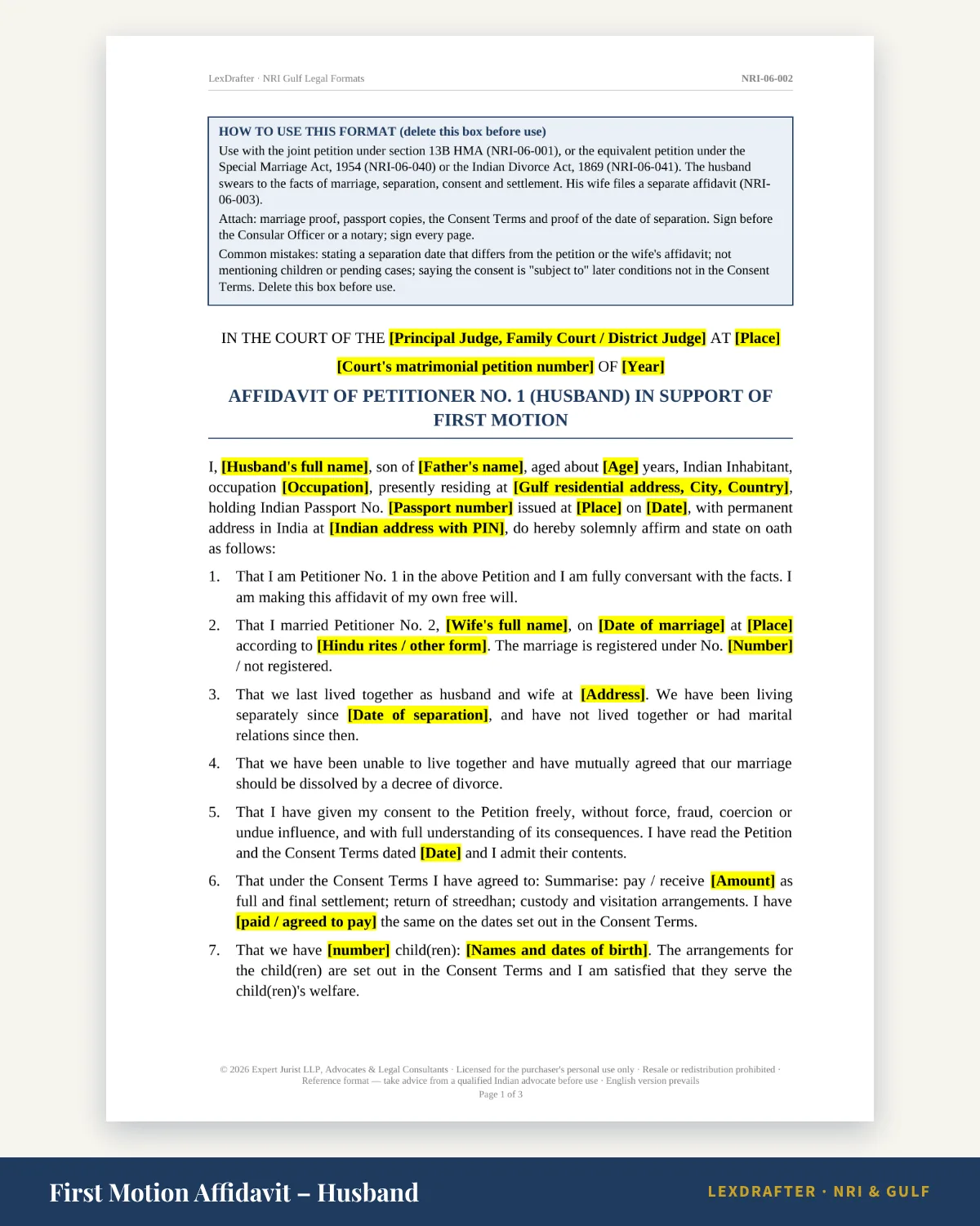 Complete NRI Kit — Word + PDF · instant download · reference formats