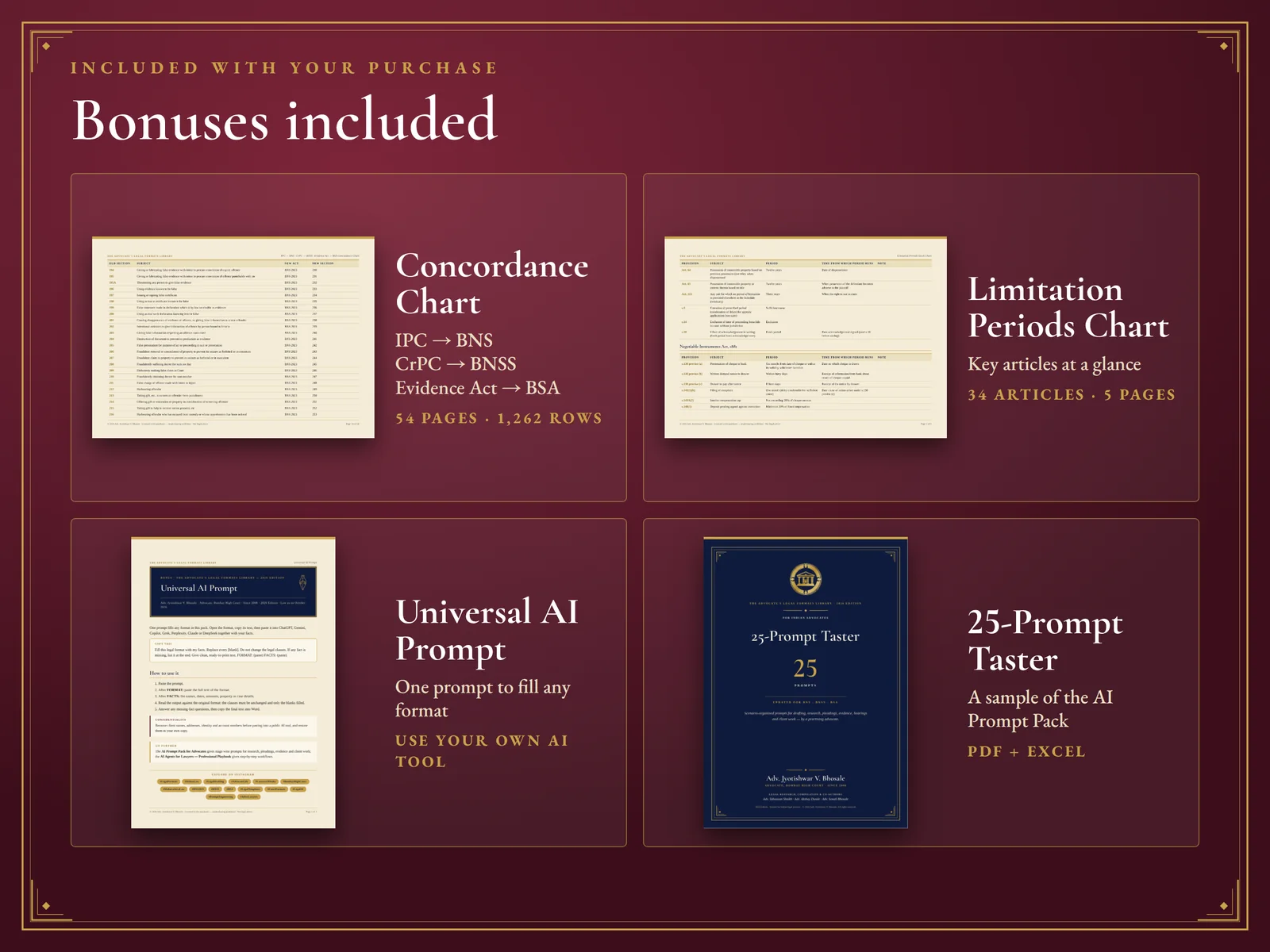 Everything Bundle — All bonuses: concordance chart, limitation chart, Universal AI Prompt, taster