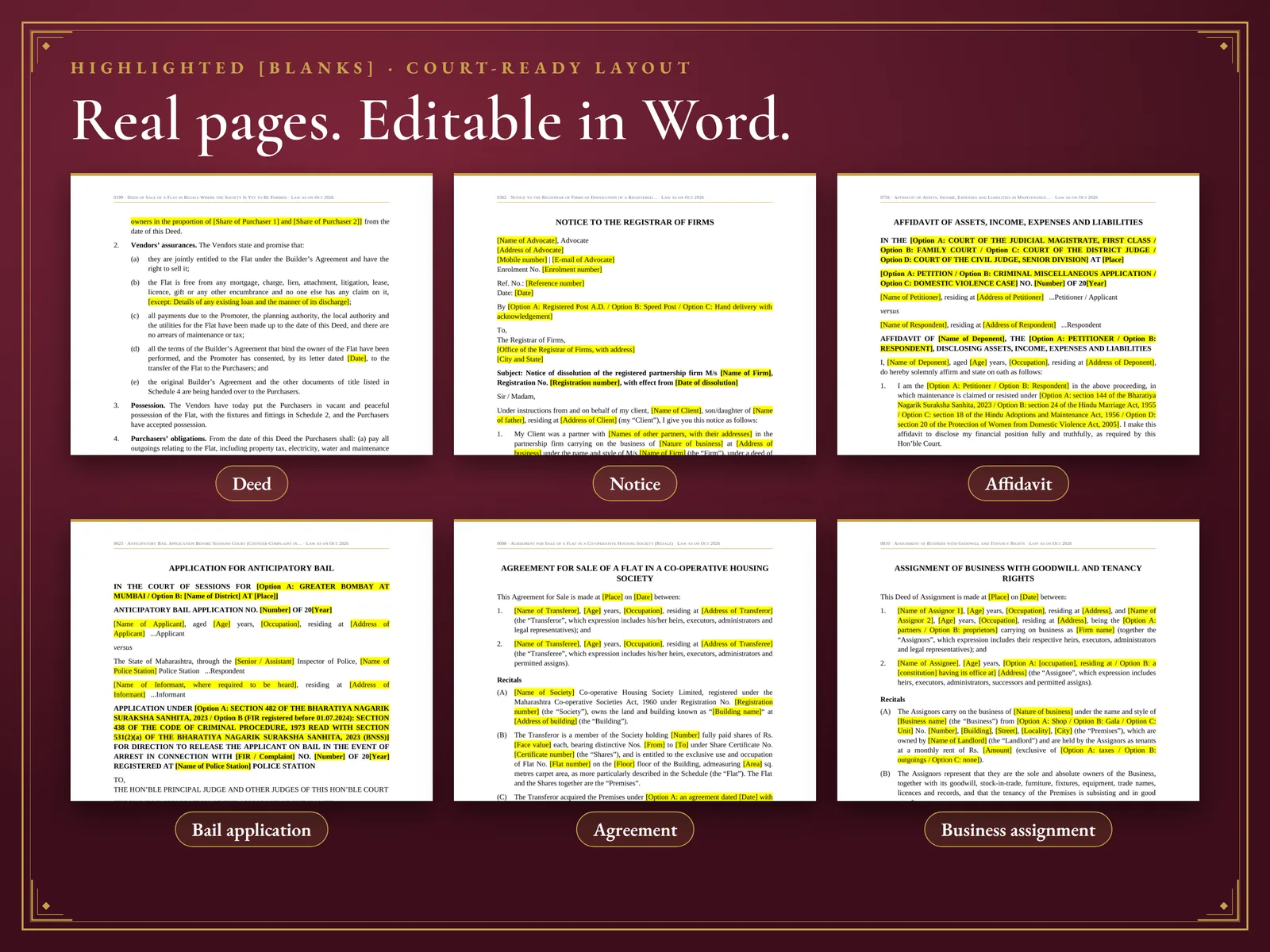 Free Sample Pack: 25 Legal Formats + 25 AI Prompts — Sample format pages, editable in Word