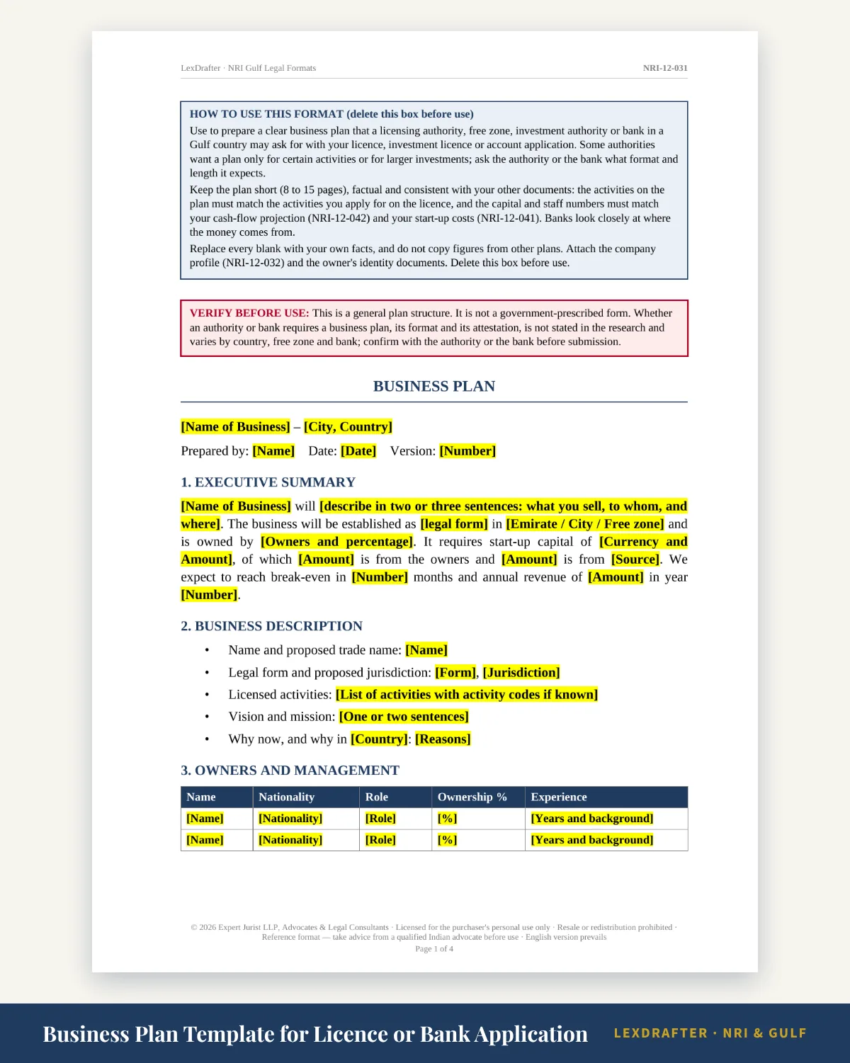 Gulf Business Pack — Word + PDF · instant download · reference formats