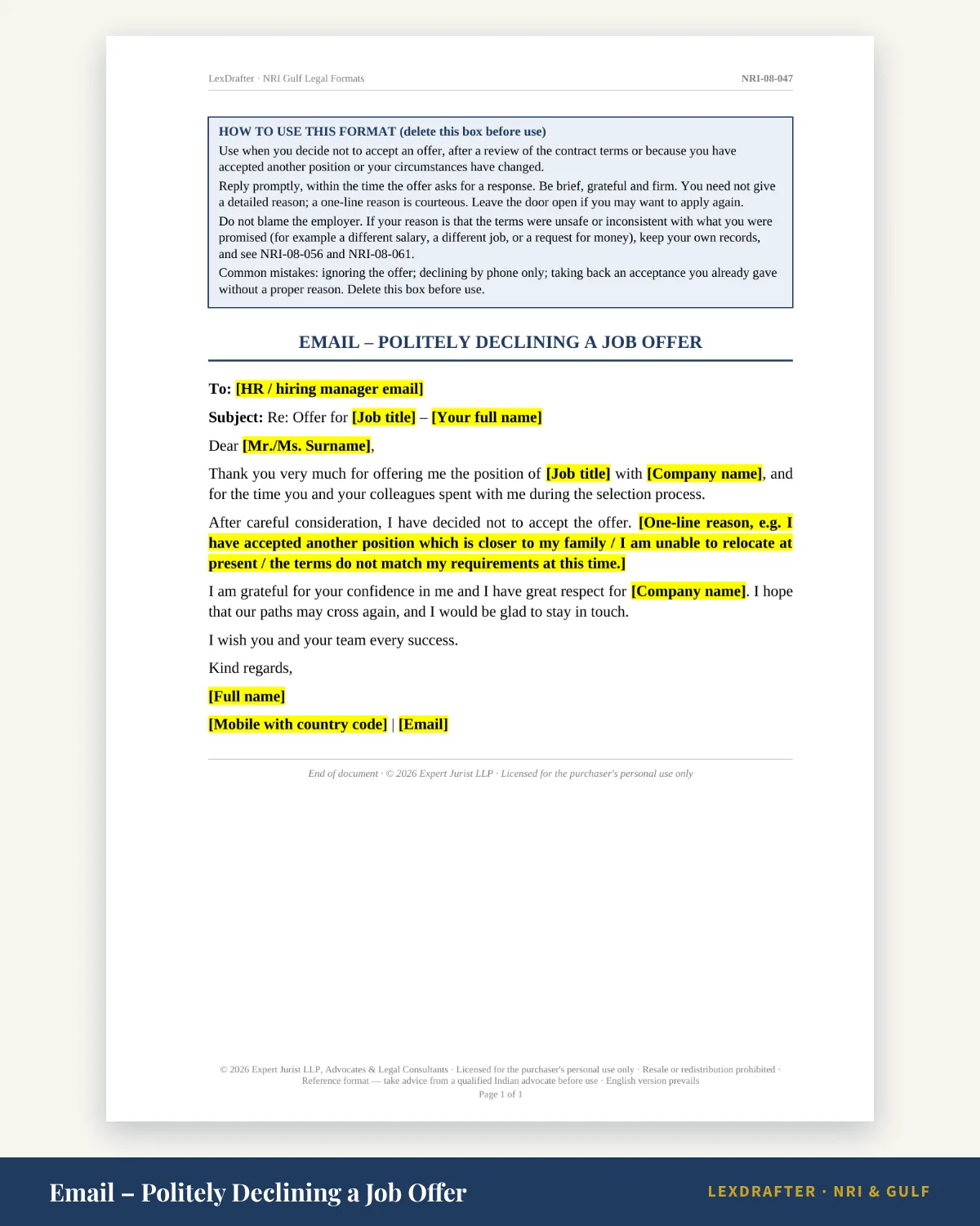 Gulf Job Seeker Pack — Word + PDF · instant download · reference formats
