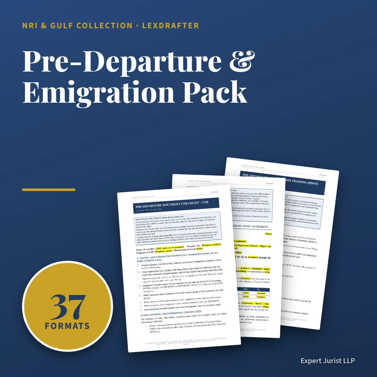 Pre-Departure & Emigration Pack — The cover