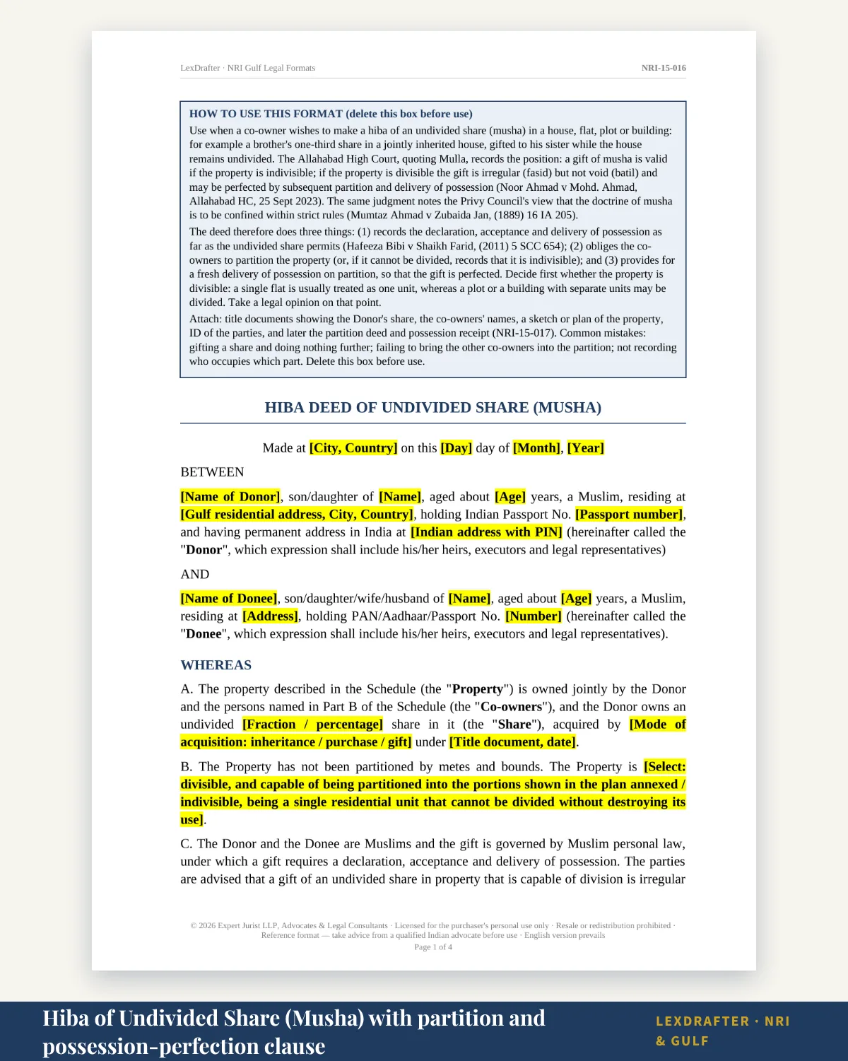 Muslim Family & Personal Law Kit — What is inside: 60 formats
