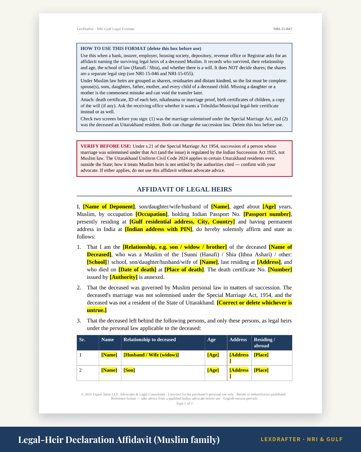 Muslim Family & Personal Law Kit — Word + PDF · instant download · reference formats