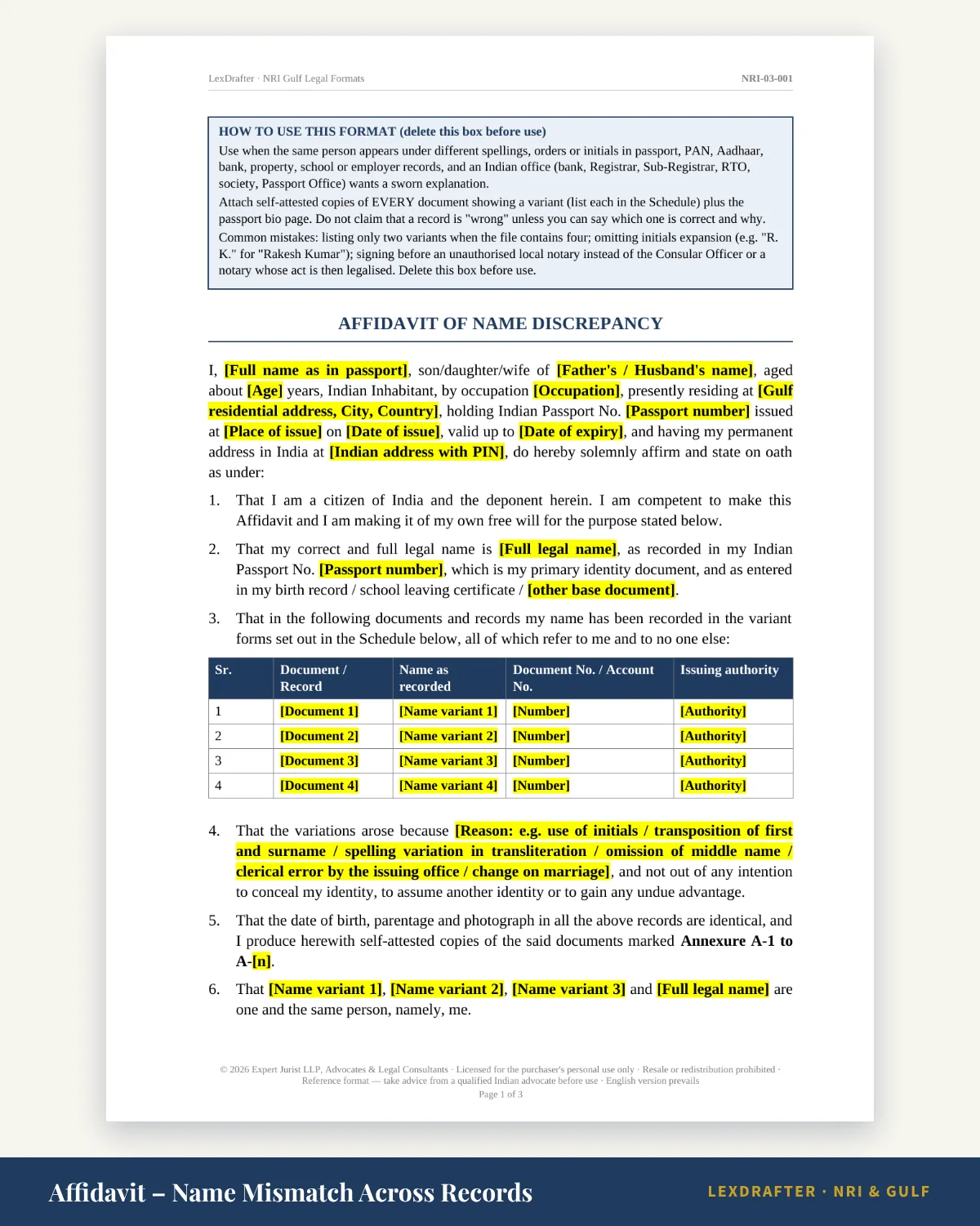Affidavit & Identity Pack — Affidavit & Identity Pack