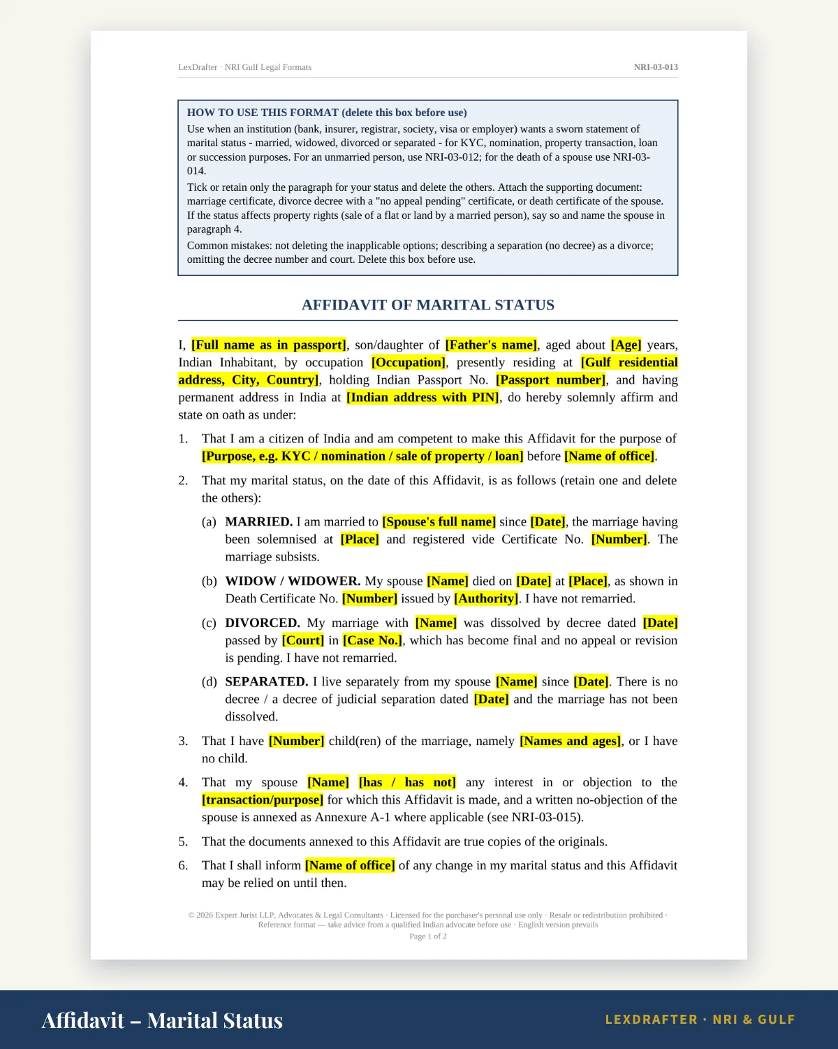 Affidavit & Identity Pack — What is inside: 49 formats