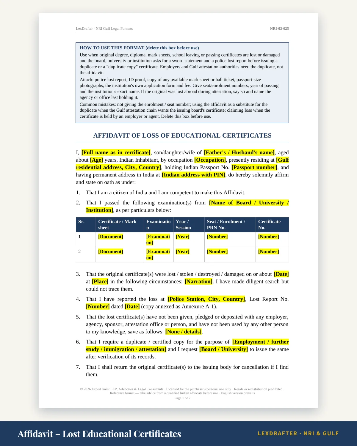 Affidavit & Identity Pack — Who it is for: NRIs, Gulf residents and their families