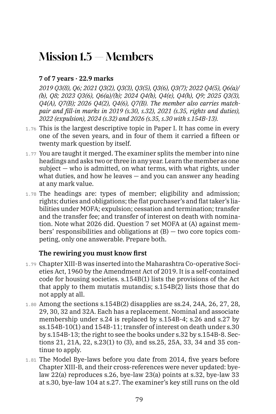 Pass GDCA — CHM Set (Papers I–III), English e-book — Mission 1.5, Members: a frequency badge, the evidence line, then the answer