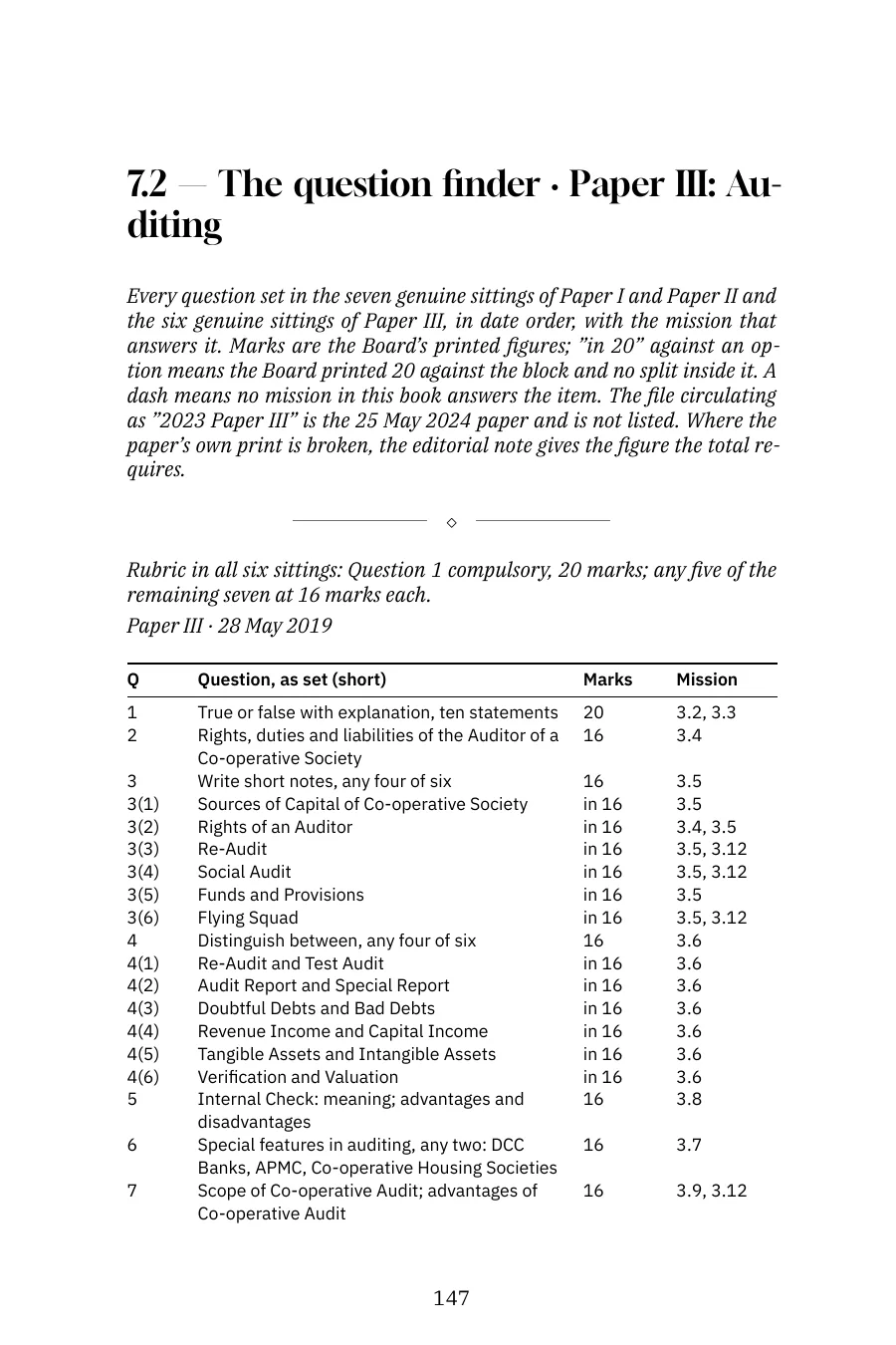 Pass GDCA — Complete Set (All 6 Papers), English e-book — Paper III question finder: every past question mapped to its mission