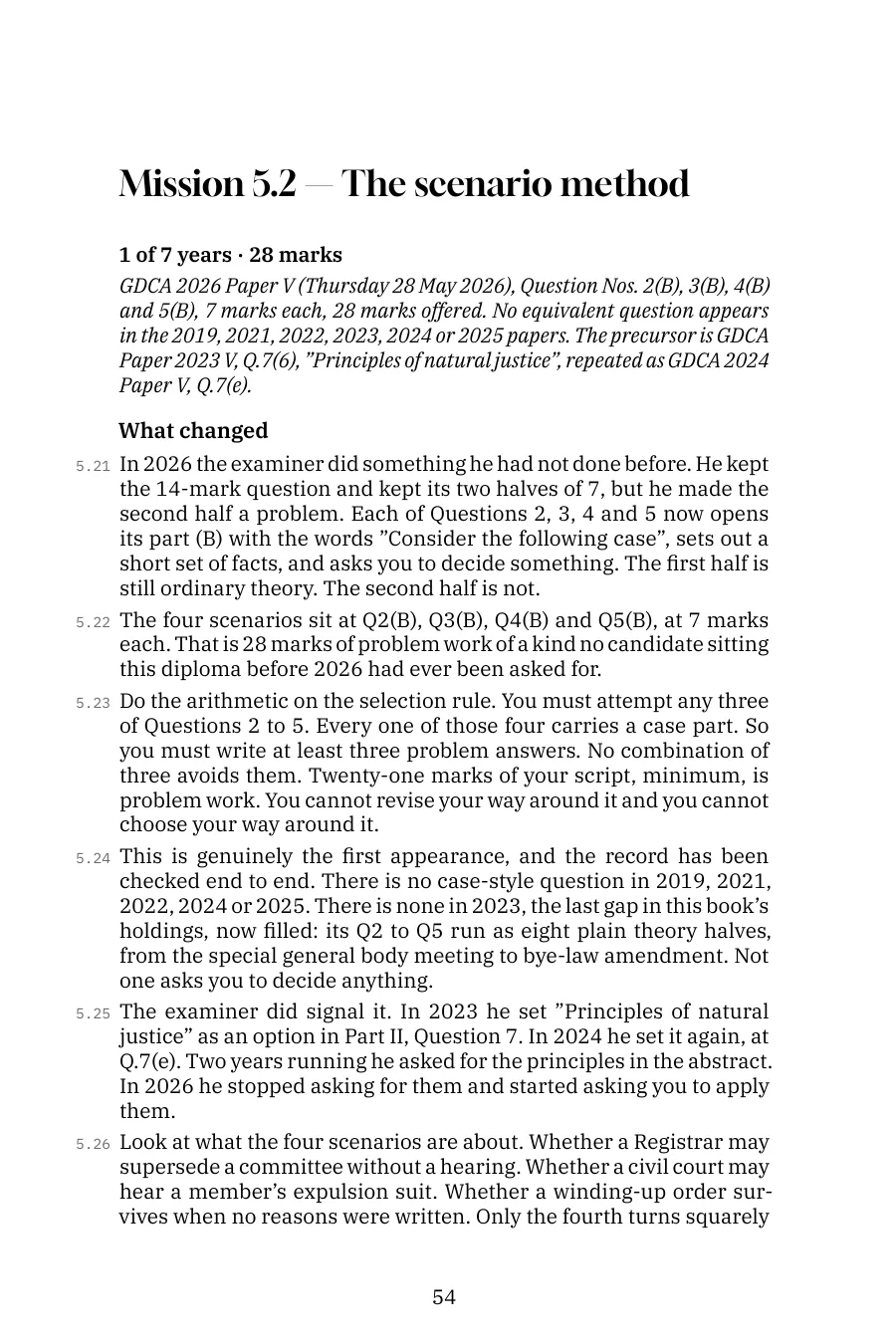 Pass GDCA — Complete Set (All 6 Papers), English e-book — Mission 5.2, Paper V: the scenario method