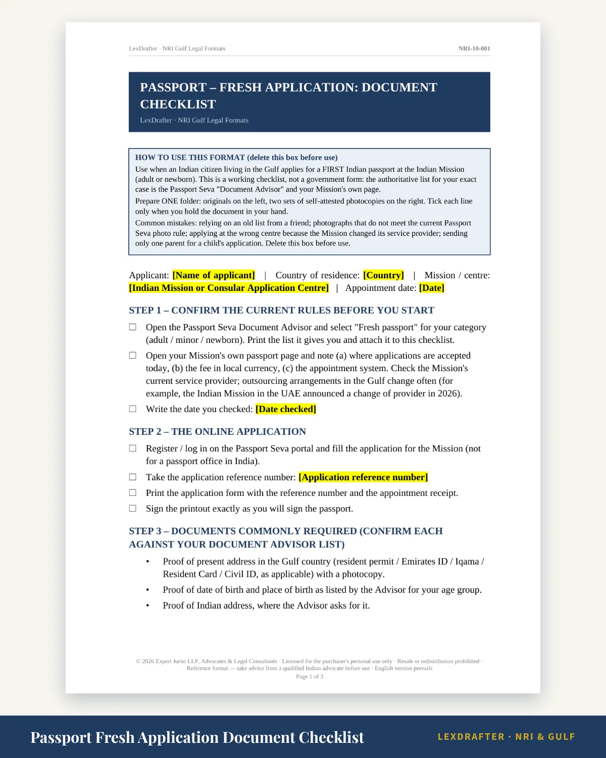 Passport & Family Visa Pack — Passport & Family Visa Pack
