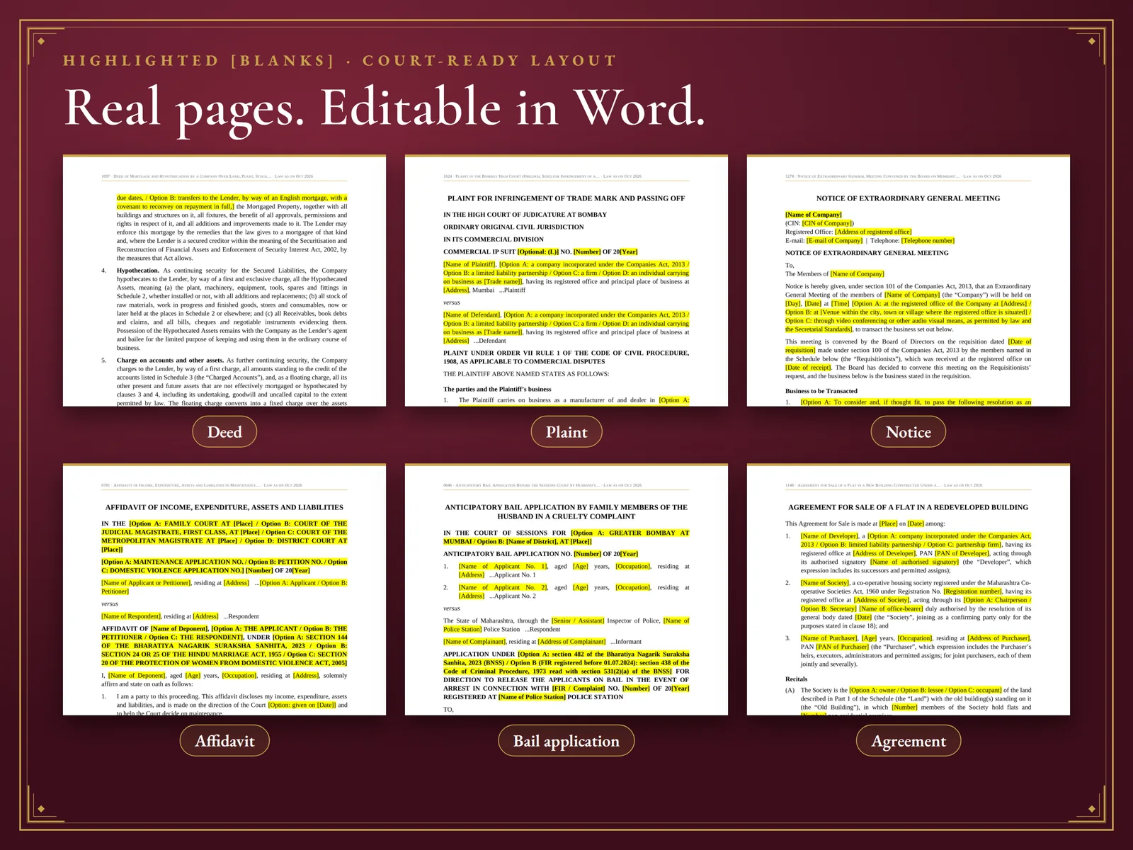 Practice Essentials: 1,000 Legal Formats — Real pages, editable in Word