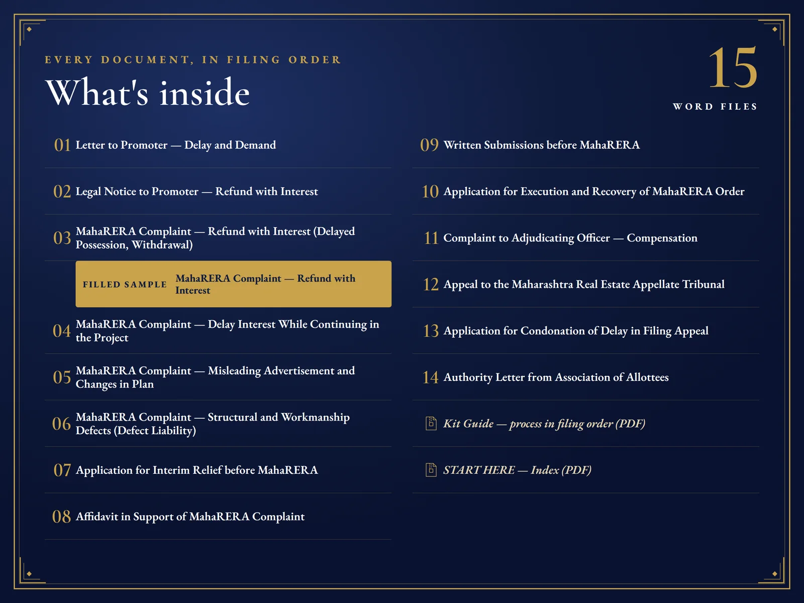 RERA Homebuyer Litigation Kit — What is inside: 15 Word files, letter to appeal