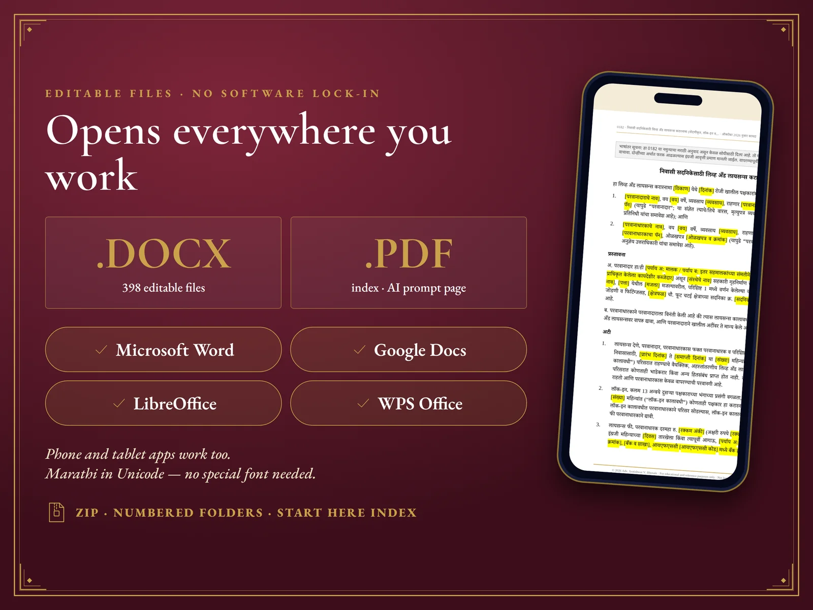 Society & Property Pack: 199 Legal Formats — Opens in Word, Google Docs, LibreOffice and WPS